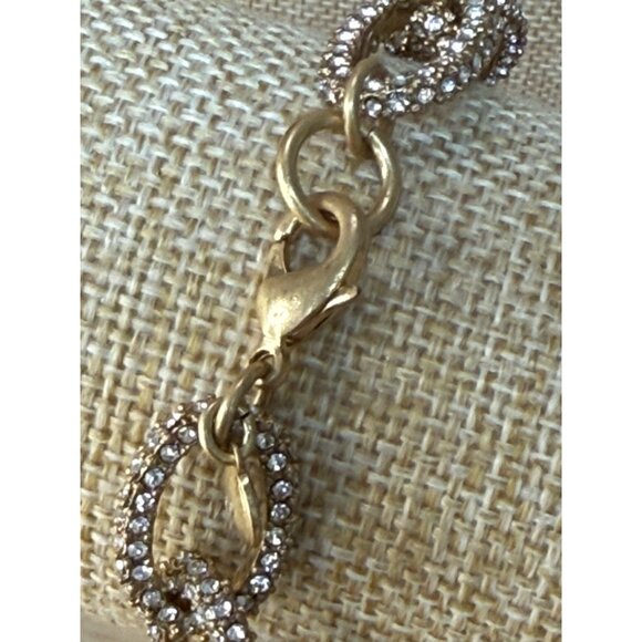 J.Crew Gold-Tone Crystal Link Bracelet 7" Elegant Statement Jewelry - Picture 8 of 10